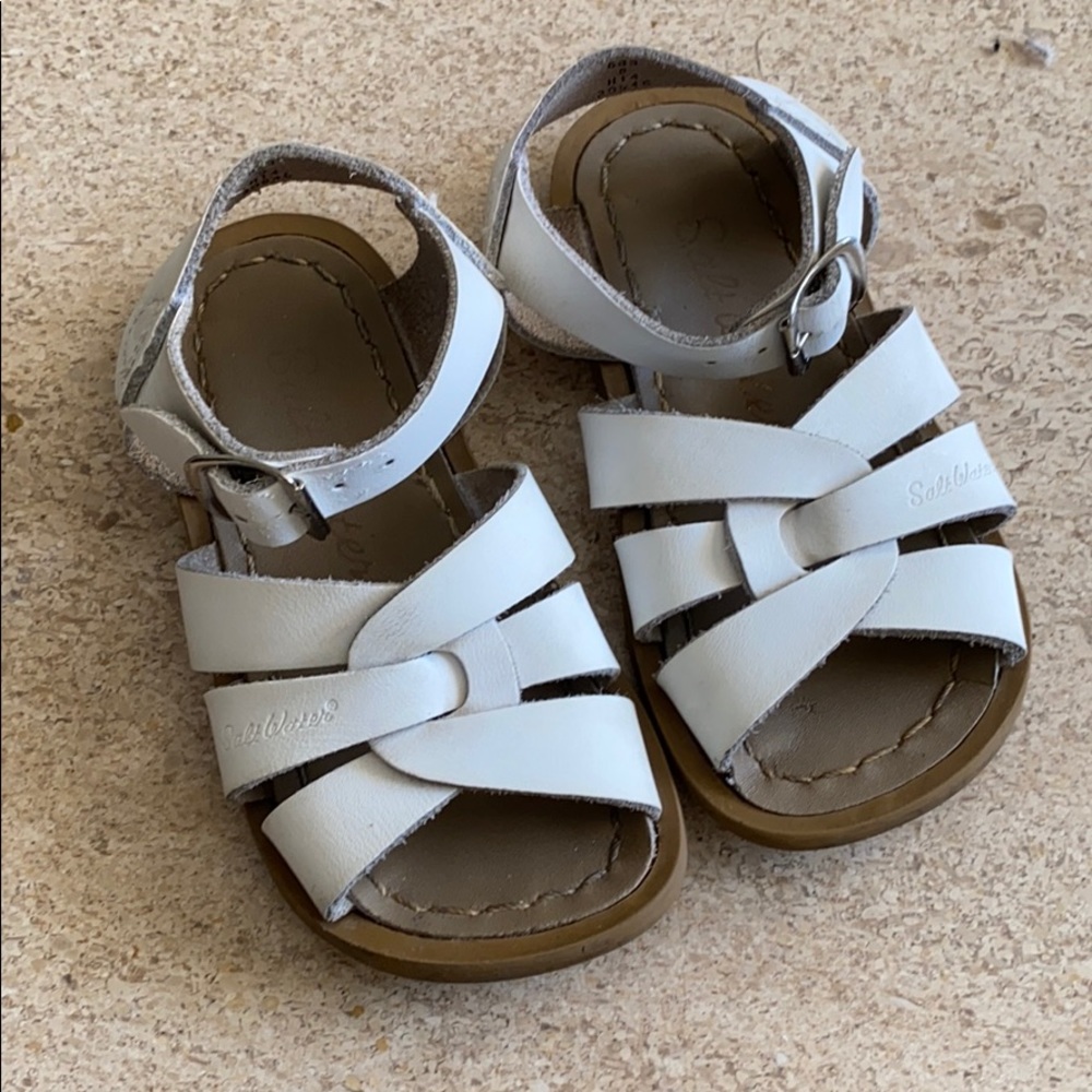 White salt water sandals